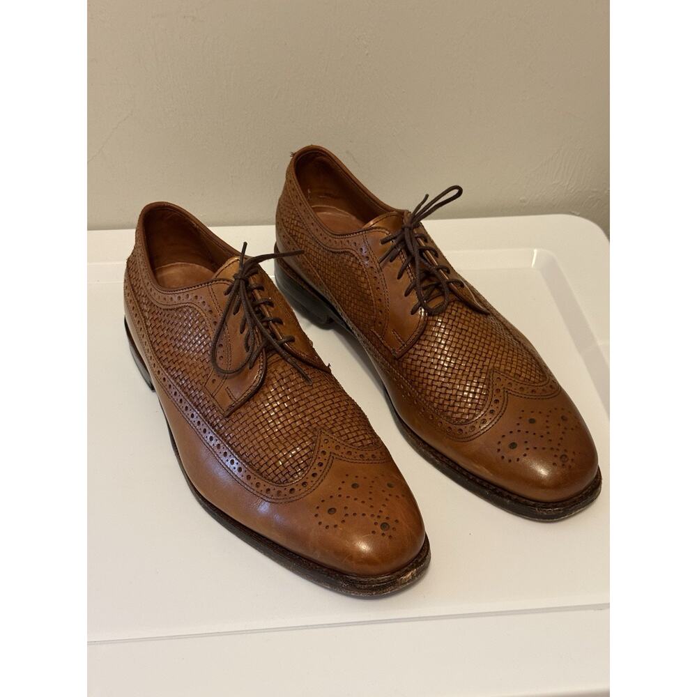 Allen Edmonds Leiden Woven Wingtip Blucher 1996 Leather Shoe Mens 12 E Brown